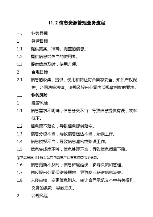 石油化工公司内部控制手册第部分业务流程B,新编信息资源管理业务流程制度范本格式