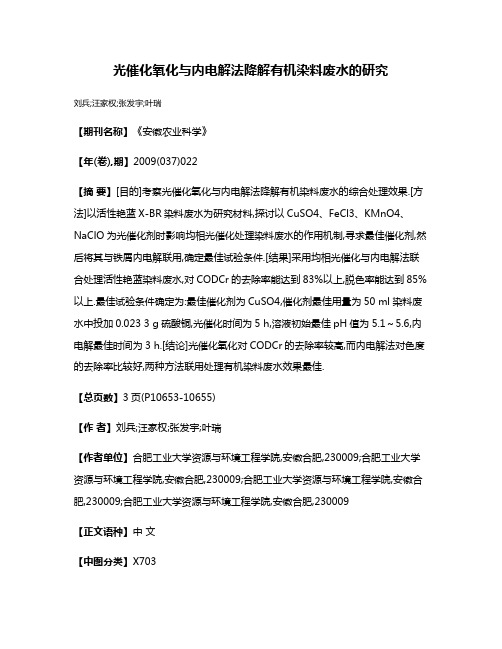 光催化氧化与内电解法降解有机染料废水的研究