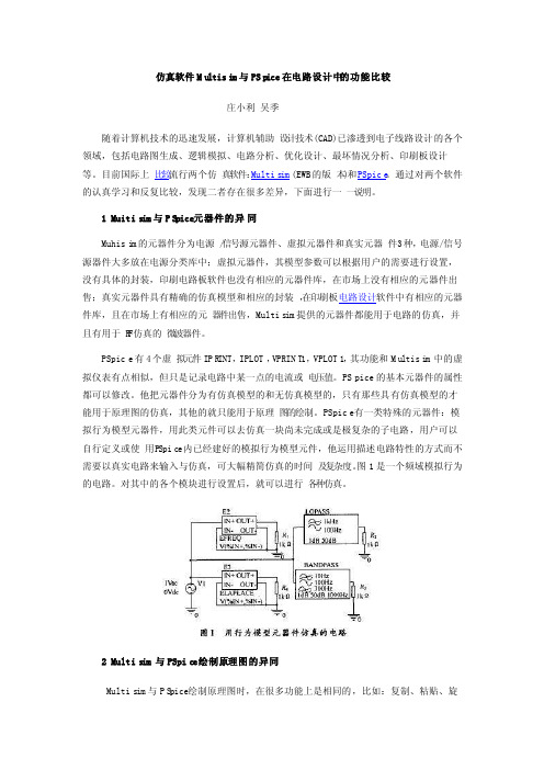 仿真软件Multisim与PSpice在电路设计中的功能比较