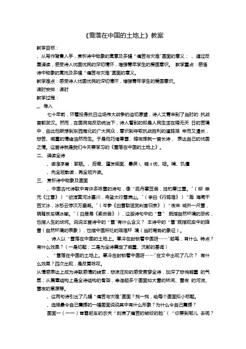 雪落在中国的土地上教案 粤教版正式完美教案.doc