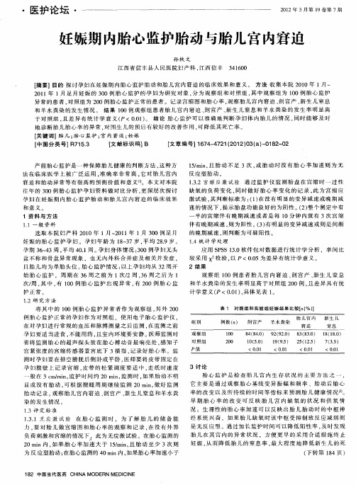 妊娠期内胎心监护胎动与胎儿宫内窘迫