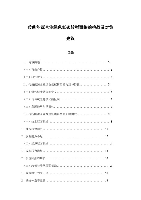 传统能源企业绿色低碳转型面临的挑战及对策建议