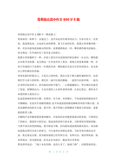 青春励志高中作文800字5篇读友吧_1