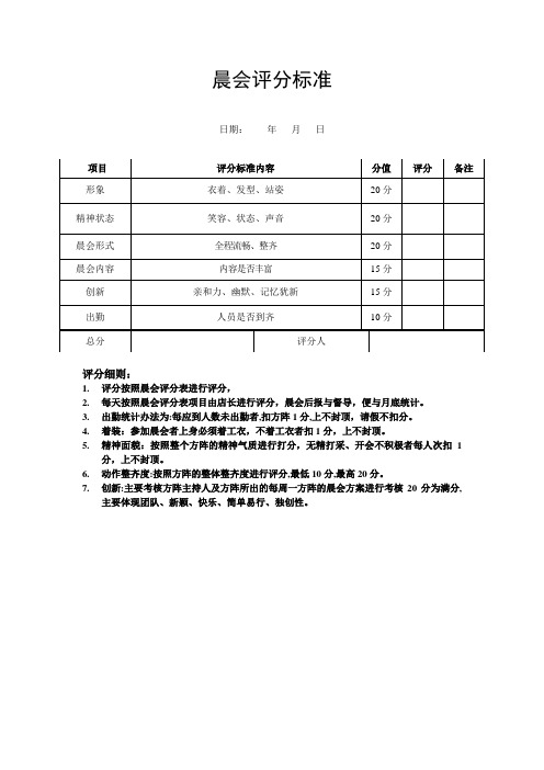 晨会评分标准