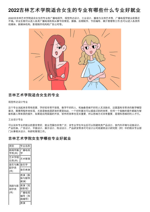 2022吉林艺术学院适合女生的专业有哪些什么专业好就业