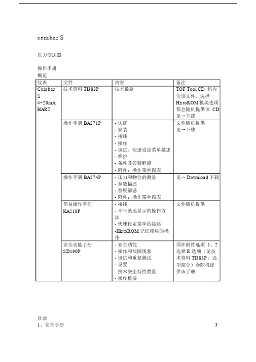 E+H压力变送器操作说明书.doc