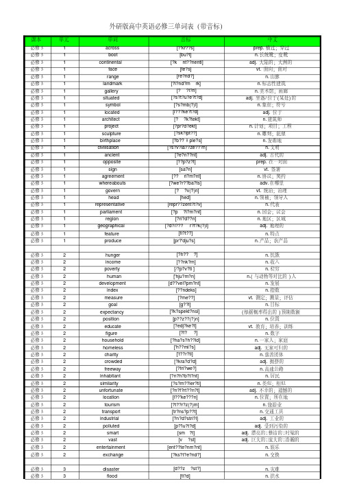 外研版高中英语必修三单词表(带音标)