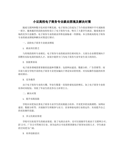 小议高校电子商务专业就业困境及解决对策