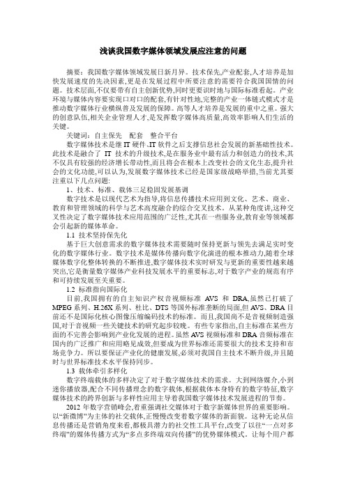 浅谈我国数字媒体领域发展应注意的问题