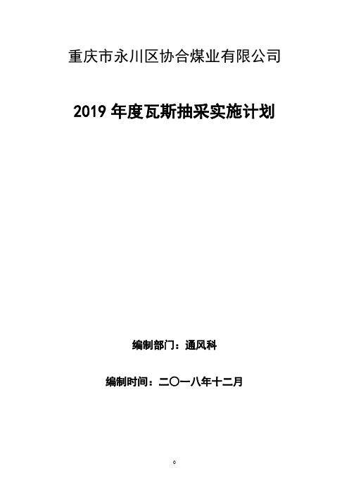 协合煤矿2019年瓦斯抽采年度实施计划(已改好)