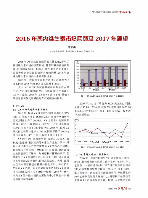 2016年国内维生素市场回顾及2017年展望