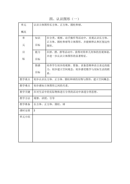 小学一年级数学上认识图形(一)教案