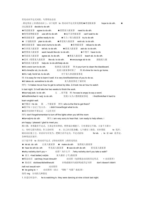 常见动词不定式词组、句型用法总结