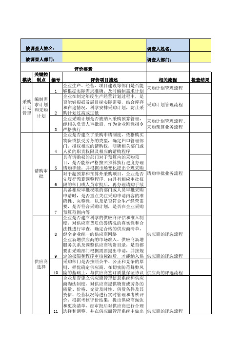 13-内控问卷调查表(业务内控-采购)