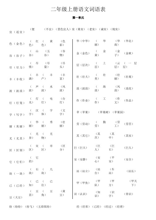 二年级上册语文生字组词大全.doc