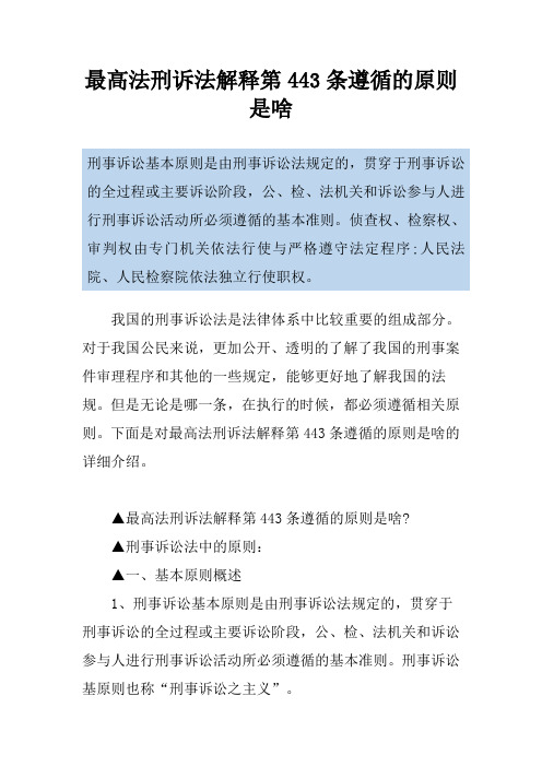 最高法刑诉法解释第443条遵循的原则是啥