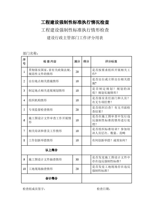 工程建设强制性标准执行情况检查