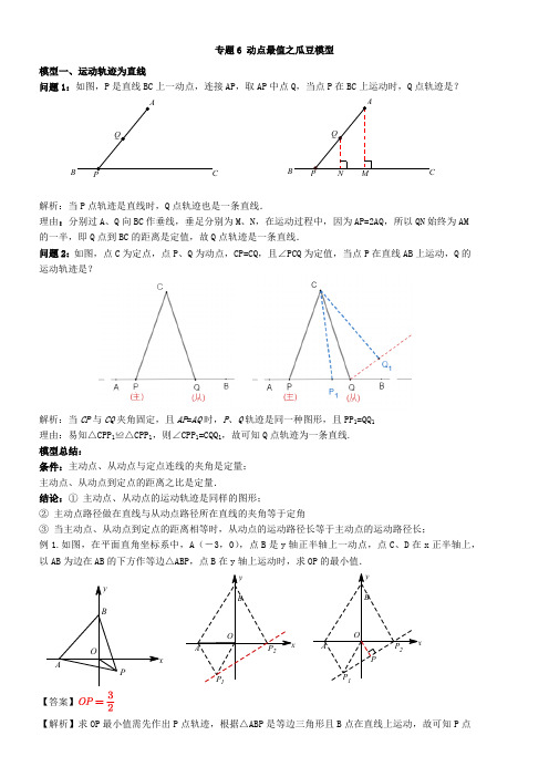 初中数学中考二轮专题专题6 动点最值之瓜豆模型(老师版)