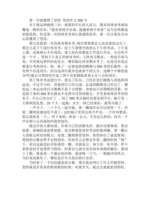 那一次我懂得了坚持 坚持作文800字