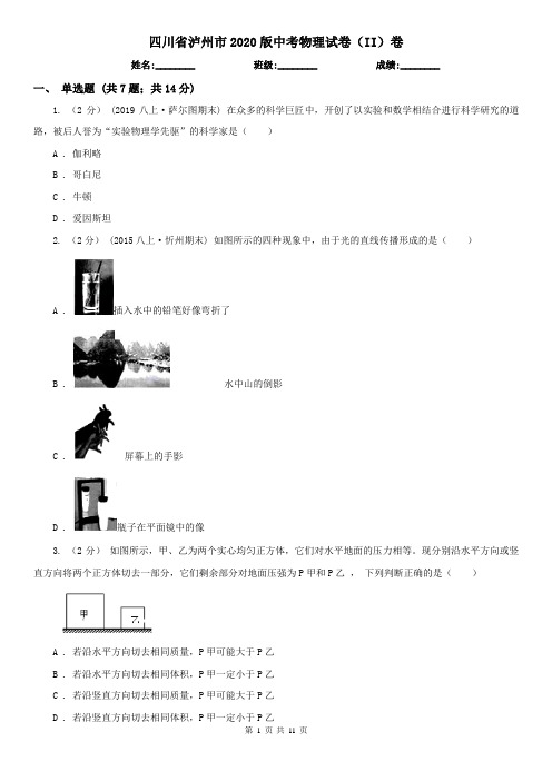 四川省泸州市2020版中考物理试卷(II)卷