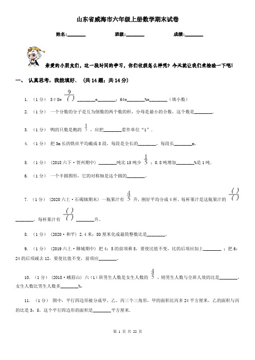 山东省威海市六年级上册数学期末试卷