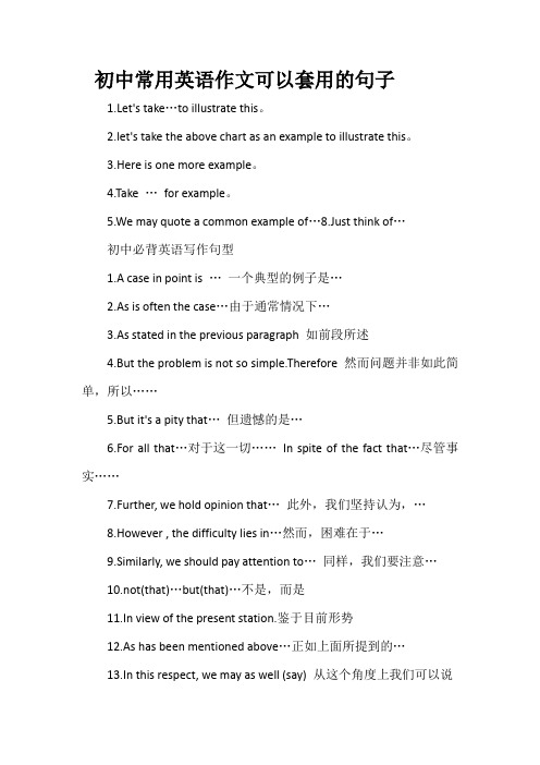 初中常用英语作文可以套用的句子