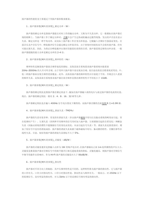 喇叭参数——精选推荐