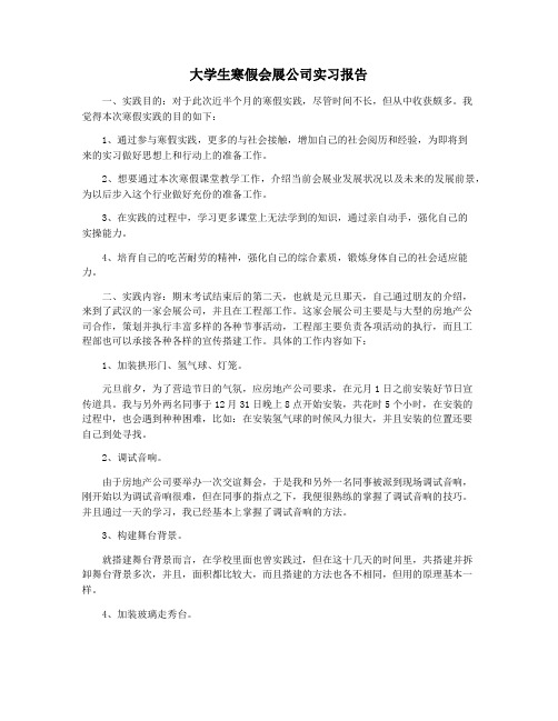 大学生寒假会展公司实习报告