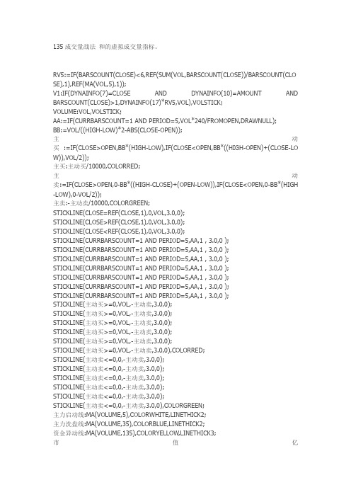 通达信公式指标135成交量战法 和的虚拟成交量指标