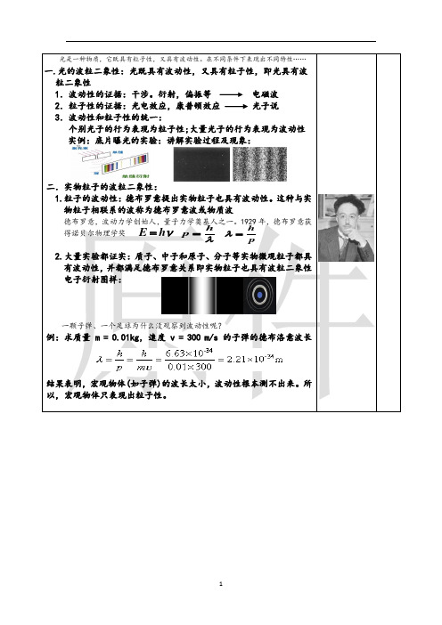 粒子的波动性 说课稿 教案