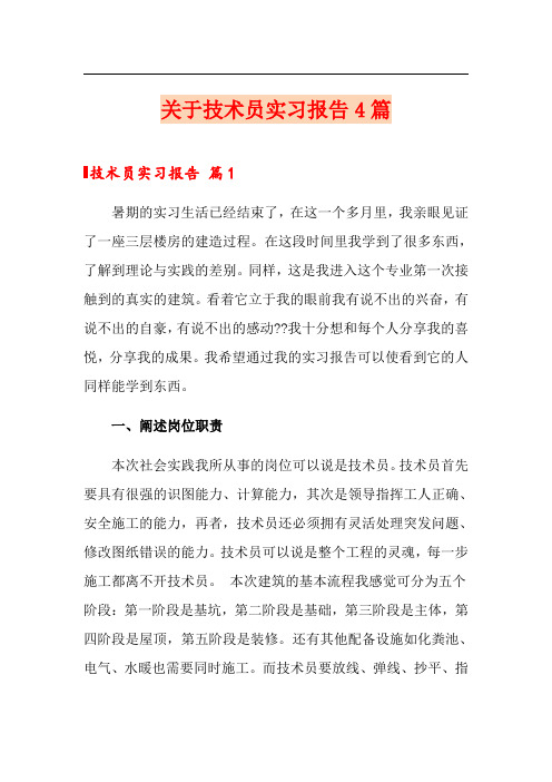 关于技术员实习报告4篇