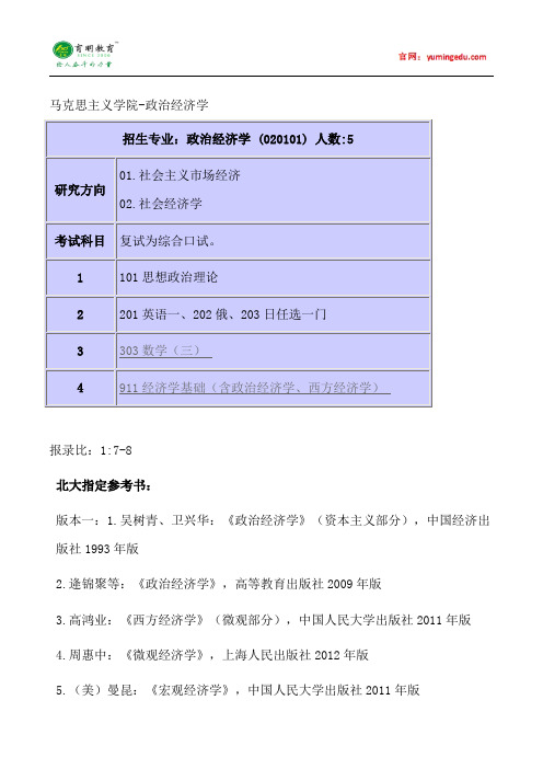 2015年北京大学政治经济学考研真题书目考试科目考研笔记考试大纲招生简章考研辅导复试真题7