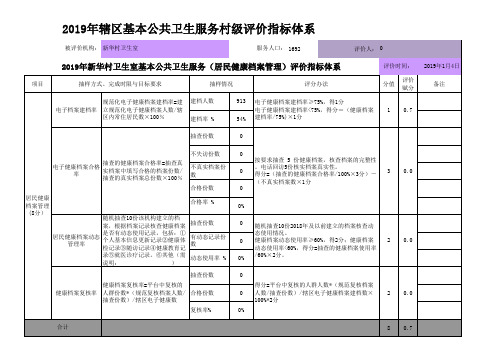 2019村级基本公共卫生考核指标