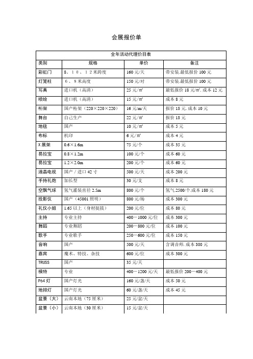 会展报价单模板