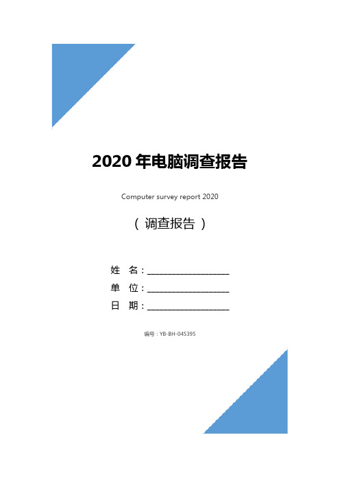 2020年电脑调查报告