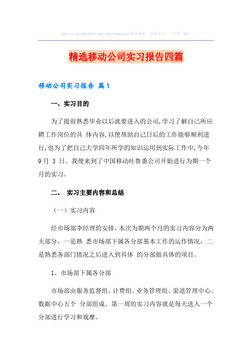 精选移动公司实习报告四篇