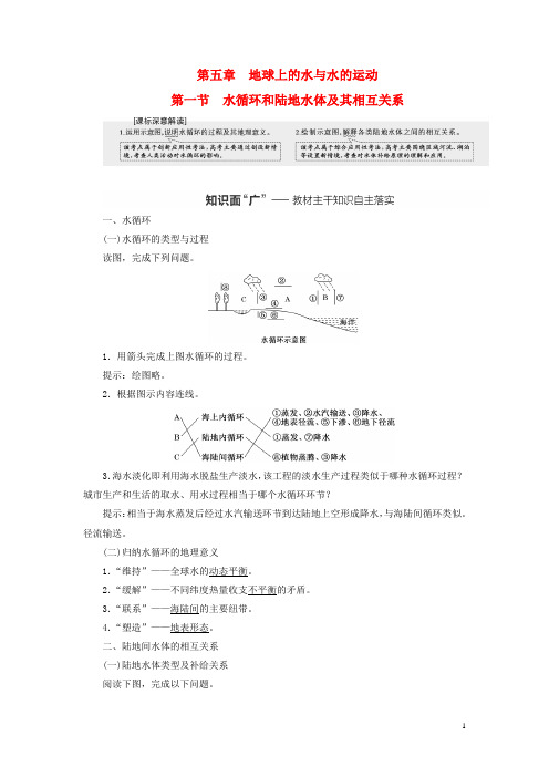 (新课标)2023版高考地理一轮总复习 第五章 地球上的水与水的运动 第一节 水循环和陆地水体及其相