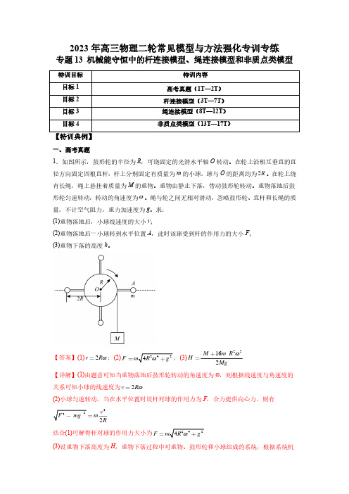 专题13 机械能守恒中的杆连接模型、绳连接模型和非质点类模型(解析版)