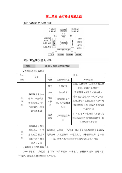 2018-2019学年高中地理 第二单元 走可持续发展之路单元小结教案(含解析)鲁教版必修3