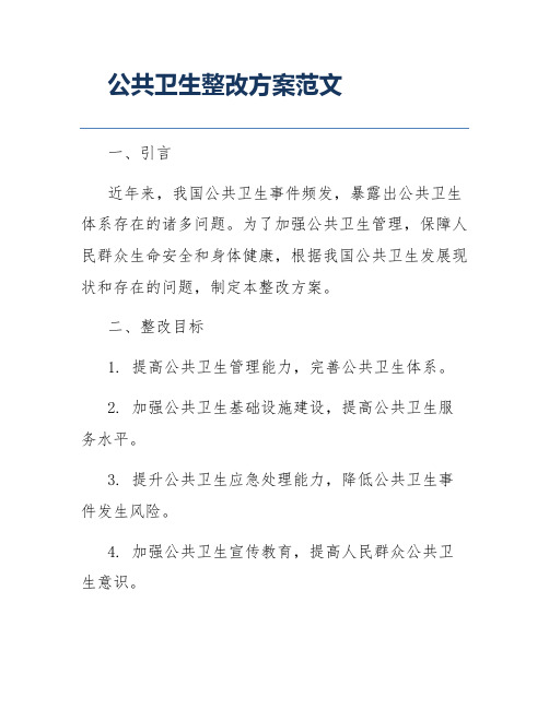 公共卫生整改方案范文