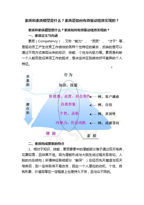 素质和素质模型是什么？素质是如何有效驱动绩效实现的？