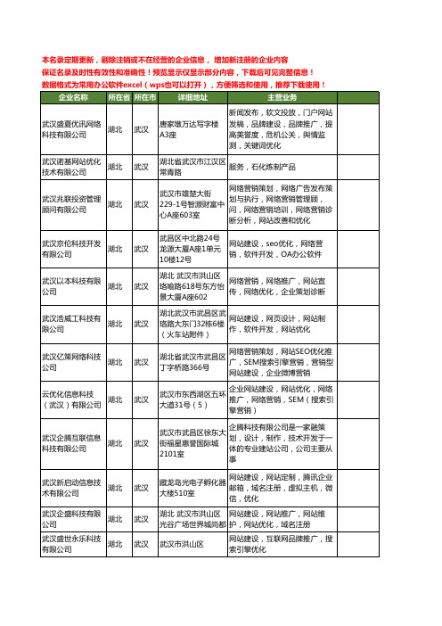 新版湖北省武汉武汉网站优化工商企业公司商家名录名单联系方式大全43家