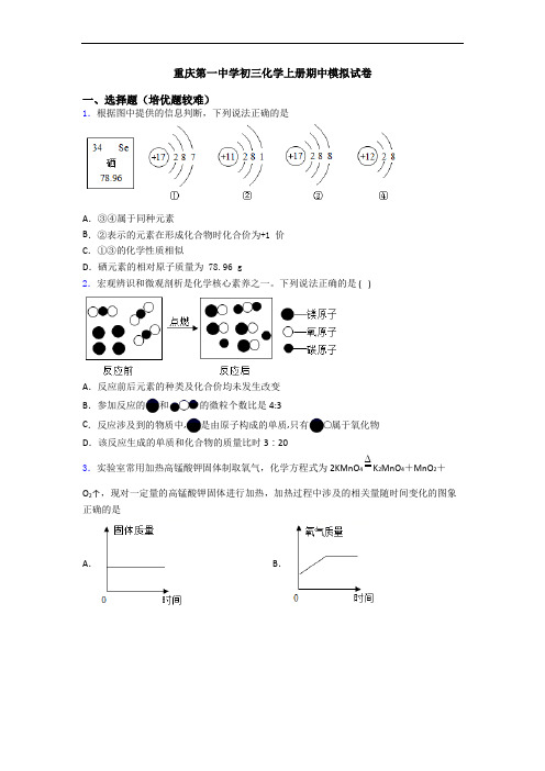 重庆第一中学初三初三化学上册期中模拟试卷
