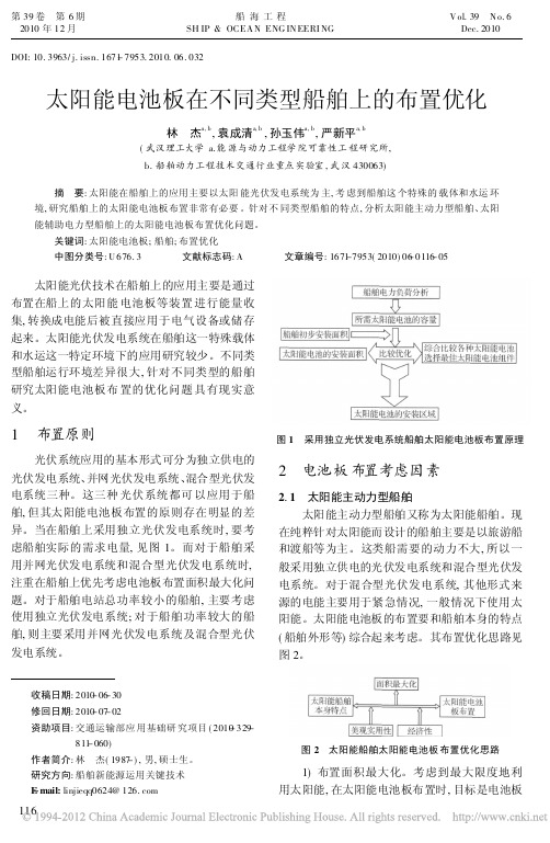 太阳能电池板在不同类型船舶上的布置优化