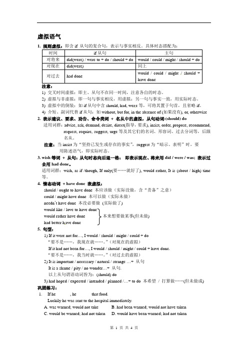 虚拟语气and倒装(知识点讲解加练习题、答案)