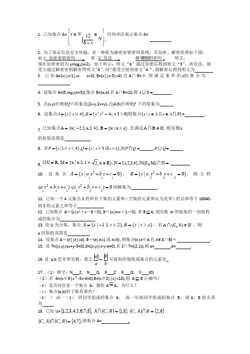 集合经典填空题难题(含答案)(可编辑修改word版)