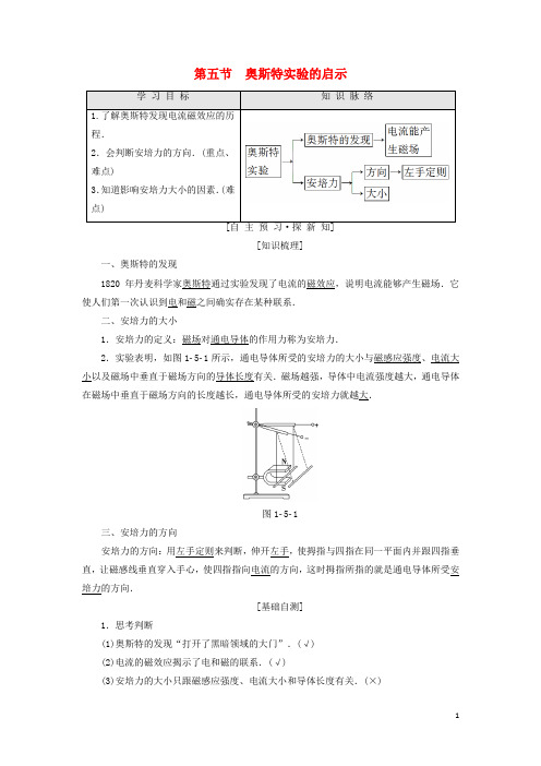 2018_2019高中物理第1章电与磁第5节奥斯特实验的启示学案粤教版选修1_1