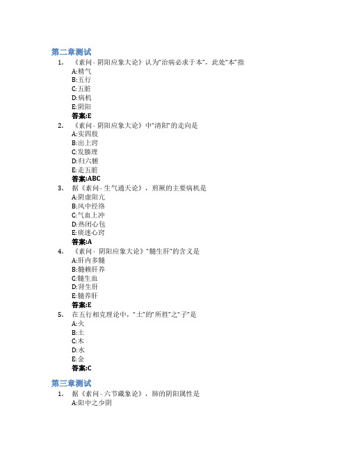 黄帝内经智慧树知到答案章节测试2023年陕西中医药大学