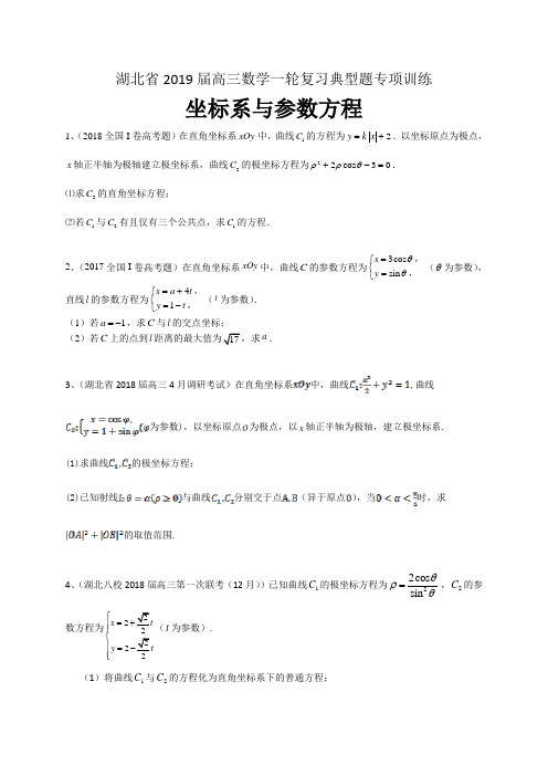 高三数学理一轮复习典型题专项训练：坐标系与参数方程