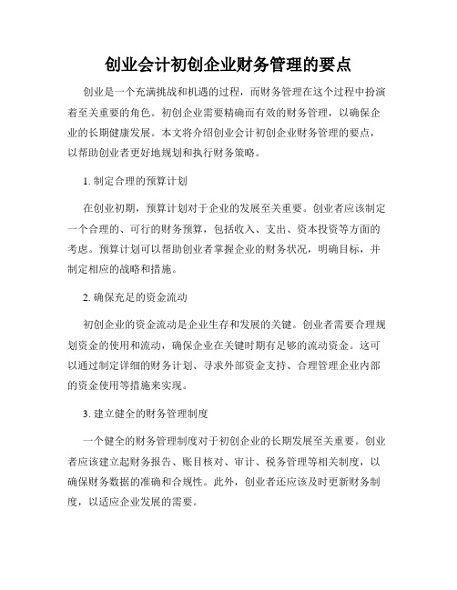 创业会计初创企业财务管理的要点